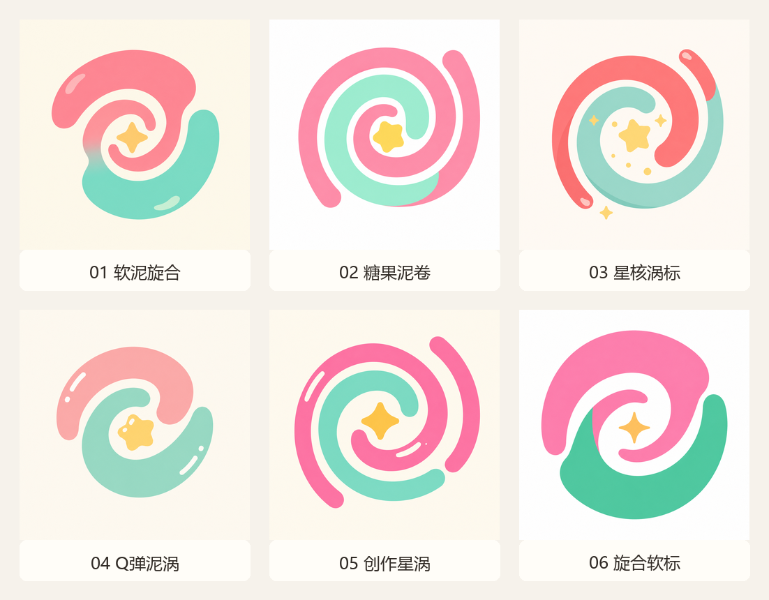 陶泥儿 Logo 螺旋参考图延展总览